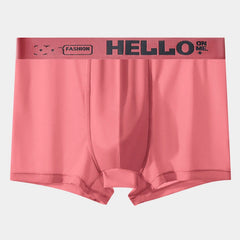 Solid pink men's boxer briefs with a branded elastic waistband.