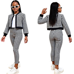 2pcs Set of Girls Outfits Long Sleeves Button Cardigan Jacket + Pants Youngsters's Clothing For Spring/Autumn Casual Wear 5-14