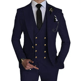 Fashion Men's Suits 3 Pieces Leisure Boutique Single Buckle Slim Fit Dress Wedding Suit Set (Blazers+Vest+Pants)