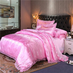 Nordic Satin Jacquard Duvet Cover Set Luxury Flower Bedding Set Adlut Quilt Cover Pillowcases Sheet Twin Queen King Home Texiles SHOWLU FASHION STORE