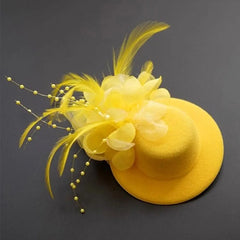 Fashion 13cm Kids Fascinators Hats Feathers Hair Accessories Flower Pillbox Hat Makeup Prom Teas Party Hairpins Party