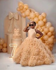 Luxury Puffy Ballgown Girls Birthday Party Dress Customized Flower Girl Dresses for Wed Little Queens Pageant Homecoming Dress