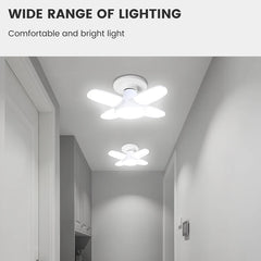 Two adjustable fan blade LED ceiling lamps installed in a hallway.