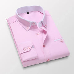 Quality Men Shirt Long Sleeve Twill Solid Striped Dress Business Office Casual Shirt Slim Fit Man Dress Shirts