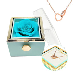 Rotating eternal rose engraved necklace valentines mother day gift box Engraved Interlocking Heart Necklace Eternal Rose Box SHOWLU FASHION STORE