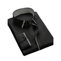 2025 New Men Patchwork Shirt Fashion Dress Tuxedo Long Sleeve Smart Casual Four Season Man Micro Elastic Shirts