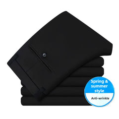 Men's Travel Dress Pants Stretch, No Iron Required Business Trousers, British Classic Slim Fit Lightweight Office Work Pants