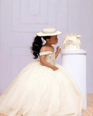 Orange Tulle Girls Birthday Party Dresses Customized Ball Gown Crystal Flower Girl Dresses for Wedding Baby Girls Pageant Dress