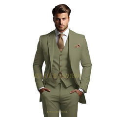 Men's grey 3-piece suit (jacket + vest + trousers) Elegant classic wedding attire, custom banquet birthday party tuxedo
