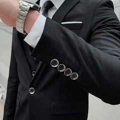 suit 6XL (Blazer+ Vest + Pants) Men's Fashion Casual Gentleman Slim Fit Work solid color outdoor Business wedding banquet suit