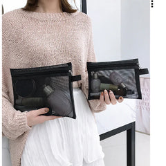 1PCS Makeup Bag Women Small Large Mesh Transparent Cosmetic Bag Organizer for Cosmetics Black Storage Pencil Cases Neceser Pouch