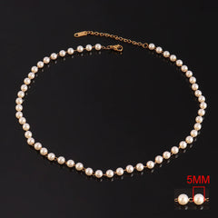 Stainless Steel Necklace White Imitation Pearl Necklace Temperament Clavicle Chain Pearl Choker Necklaces For Women Jewelry
