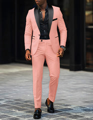 2-Piece Men's Suit Suitable For Wedding Business Suits, Single Button Jackets And Pants Sets, Slim Fit Jacket Sets