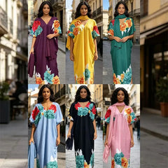 2026 African Dresses for Women Traditional Africa Clothing Dashiki Ankara Outfits Gown Abayas Robe Muslim Kaftan Maxi Long Dress