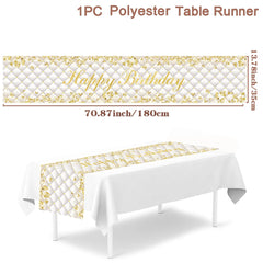 Black Gold Birthday Table Runner 18 30 40 50 Birthday Table Cover Tablecloth Party Decoration For Home Adult Anniversary