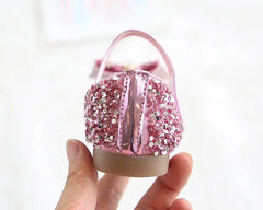Fashion Girls Shoes Kids Flats Shoes Sequins Rhinestone Princess With Butterfly-Knot Flats Shoes For Students SHOWLU FASHION STORE