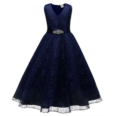 1-9Y Kids Princess Style Girls Dress Mesh Skirt Puffy Children Sleeveless Vest Wedding Party Ceremony Flower Girl Outfit Elegant
