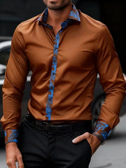 Men's fashionable business style long sleeved shirt with special pattern pattern. Long sleeved shirt suitable for parties
