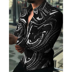 New Hawaiian Piano Luxury Designer Shirts For Men Single Breasted Tops Casual 3D Print Long Sleeve Gentleman Clothing floral