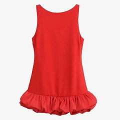 White Short Dress Women's Ruffle Backless Party Dresses Black Red Sleeveless Bodycon Mini Dress Woman Summer Sexy Vestidos 4SY9