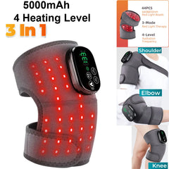 3 in 1 660&850nm 44pcs Red Light Knee Massager Shoulder Knee Elbow Heating Massage Support Brace Rechargeable Pad Muscle Relax