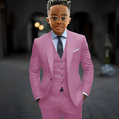 Dark Grey High Quality Boy Suits Slim Fit Single Breasted Peak Lapel Elegant Boy 3 Piece Jacket Pants Vest Kids Sets