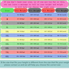 A size chart for men's suit jackets listing weight and height ranges for sizes S through 8XL.