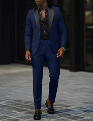 Men's New Fashion Business Casual Two-piece, Comfortable and Breathable Slim-fit Side Slit Single-button Suit Jacket+trousers