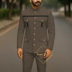 Ivory Formal Safari Suit Custom Made Indian Menswear for Wedding Groom Men's 2pcs Set Jacket Pants Slim Fit Party Dress