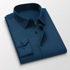 Spring Autumn New Long-sleeved Shirts Men's Business Casual Lapel Buttons Formal Wear Shirts Male Clothes Black White Blue Pink