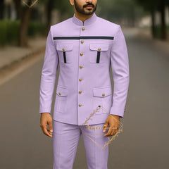 Ivory Formal Safari Suit Custom Made Indian Menswear for Wedding Groom Men's 2pcs Set Jacket Pants Slim Fit Party Dress