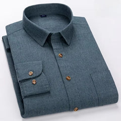 plus size 7xl 100%cotton long sleeve shirts for man slim fit formal plian shirt soft plaid casual tops striped office clothes