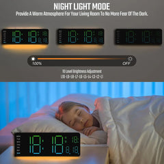 13-Inch LED Digital Wall Clock with RGB Night Light