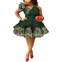 African Dresses for Women Ankara Print Strapless Multi-layer Dresses Dashiki Party Wedding Evening Dress African Clothing WY4213