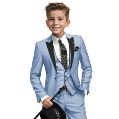 Navy Blue Boys Tuxedo 3-piece Blazer Pants Vest Wedding Boy Suit Formal Custom 2-16 Years Old Outfit