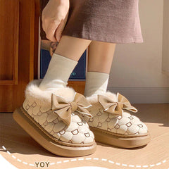 Women Snow Boots for Cute Butterfly Fluffy Botas Autumn Print Bear Thick Bottom Platform Boots Outdoor Comfort Warm Cottom Shoes SHOWLU FASHION STORE