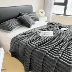 Solid color thickened wide striped multifunctional blanket, can be used as bed sheet cover blanket, nap blanket, pet blanket SHOWLU FASHION STORE