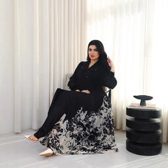2025 Spring and Summer Vacation Two Pieces Miyake Pleated Printed Dress High-end Pleated Medium and Long Dress Women's Clothing