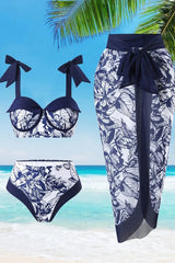 2025 Women Bikinis Set With Cover Swimsuit Swimwear Plus Size Push Up Large Big Floral Swimming Suits Beachwear Bathing Suits SHOWLU FASHION STORE
