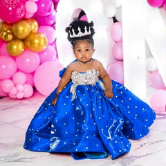 Fuchsia Beading Girl's Birthday Party Dresses Customized Ball Gown Puffy Flower Girl Dress Princess Baby Kids Pageant Gowns
