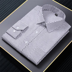 New in shirt long-sleeve Elasticity shirts for men slim fit formal plain shirt printed casual tops designer clothes oversize