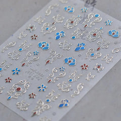 Elegant Gold Scepter 5D Nail Art Stickers Gorgeous Gemstone Luxury Courtly Pattern Necklace Frame Self Adhesive Manicure Decals