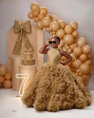 Luxury Puffy Ballgown Girls Birthday Party Dress Customized Flower Girl Dresses for Wed Little Queens Pageant Homecoming Dress