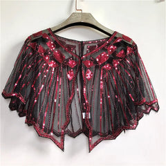 1920s Retro Beaded Sequin Flapper Shawl Loose Decoration Outerwear Short Cape Evening Party Ladies Cloak Shawl PST02#