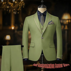 3 Pieces Jacket+Vest+Pants Navy Blue Suits for Man Slim Fit Single Breasted Shawl Lapel Wedding Groom Tuxedos Prom Costume Homme