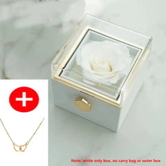 2024 New Valentine Eternal Rose Jewelry Ring Box Rotate Wedding Pendant Necklace Storage Case for Women Girlfriend SHOWLU FASHION STORE
