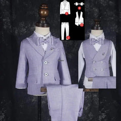 Newborn Baby Kids1 Year Birthday Suit Flower Boys Formal Purple Wedding Suit Children Photograph Dress Performance Show Costume SHOWLU FASHION STORE