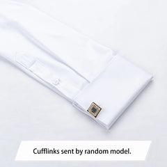 Premium Mens Pin Collar Dress Shirts Stylish French Cuff Button Male Business Formal Shirt For Party Wedding White Black