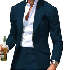 Costumes Pour Hommes Peak Collar Men Suits Notched Green Slim Fit Blazers Jackets Pants 2PCS Causal Business Wedding Groom Wear