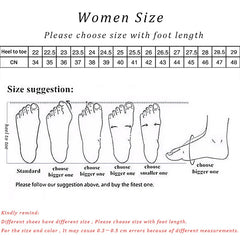 A size chart for women's slippers showing foot length in centimeters matched to CN shoe sizes.